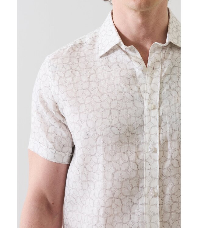 Patrick Assaraf Chemise en lin à imprimé géométrique