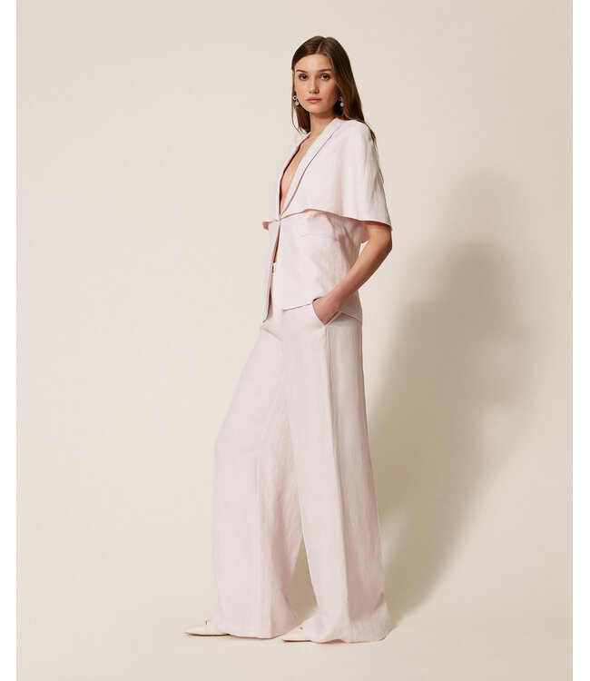 TWINSET Pantalon large en mélange de lin