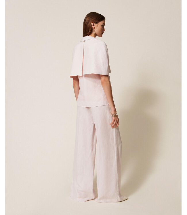 TWINSET Linen Blend Wide-Leg Trousers