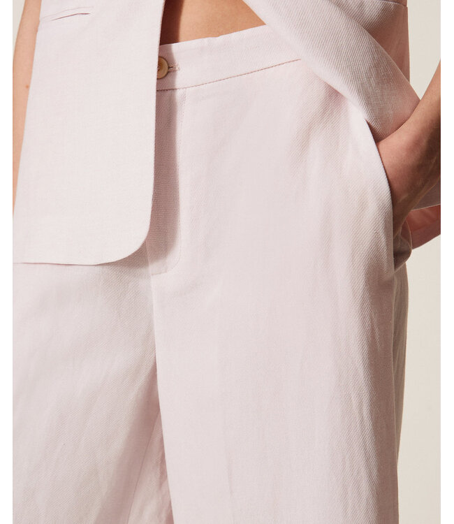 TWINSET Linen Blend Wide-Leg Trousers