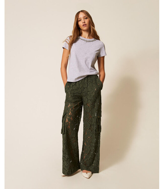TWINSET Rébrodé Lace Cargo Trousers
