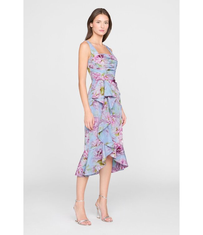 Theia Livia Printed Taffeta Dress