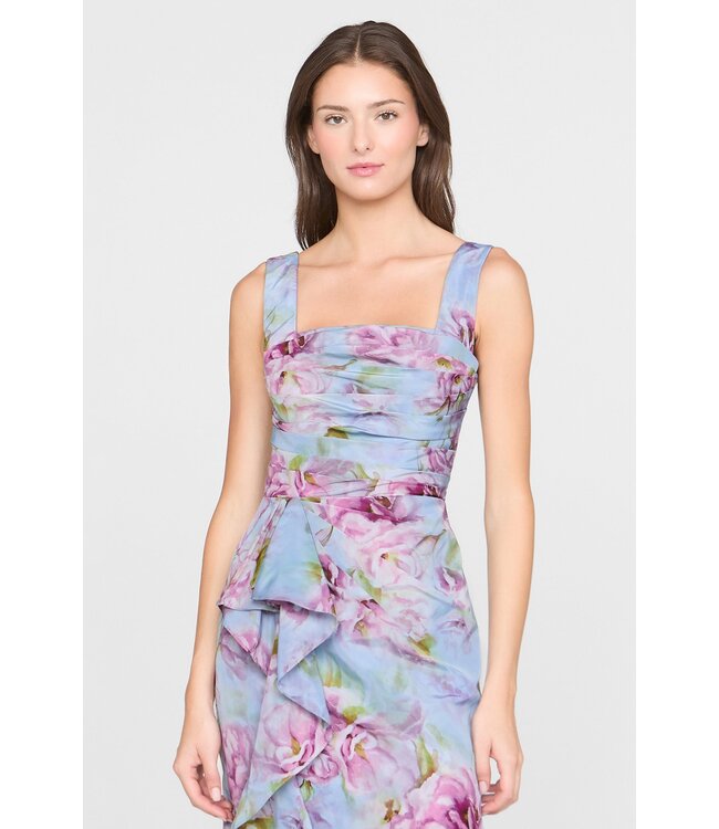 Theia Livia Printed Taffeta Dress