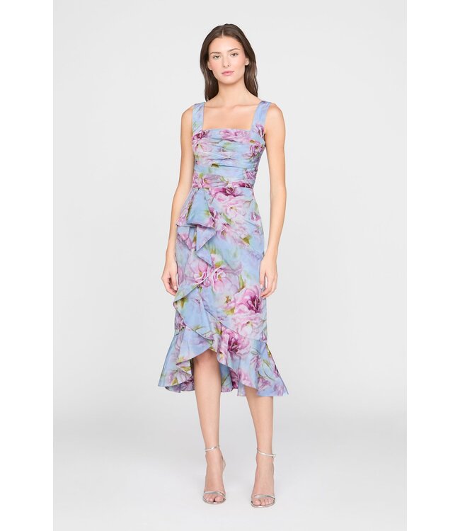 Theia Livia Printed Taffeta Dress