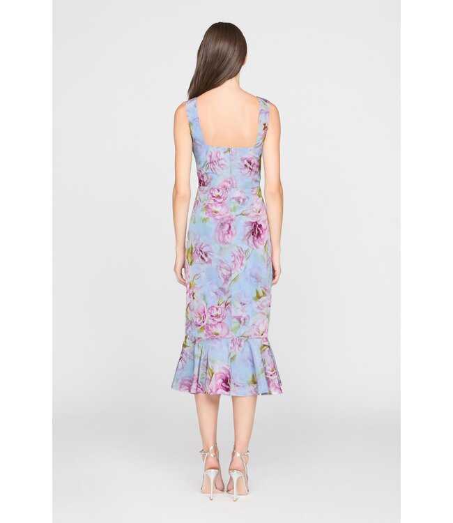 Theia Livia Printed Taffeta Dress