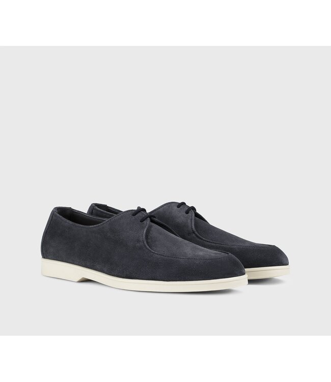 DOUCAL'S Blue Suede Two-Hole Lace-Up