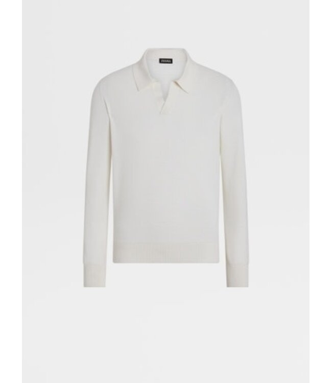 ZEGNA Dark Indigo Blue Cashmere and Silk Polo Shirt