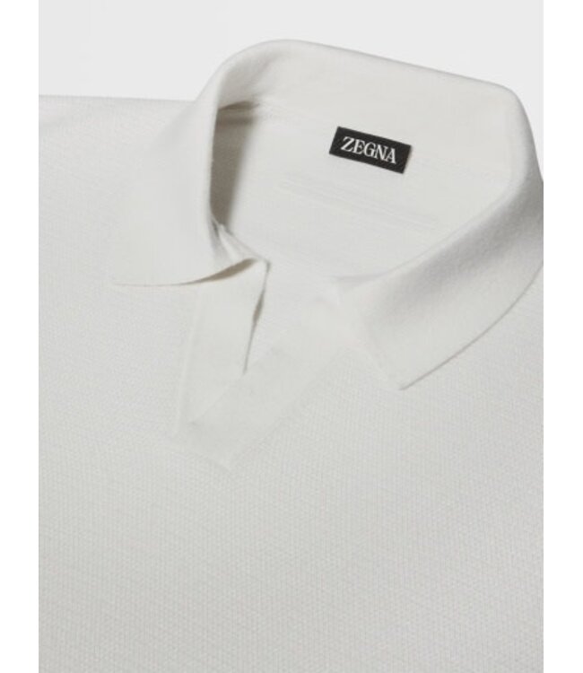 ZEGNA Dark Indigo Blue Cashmere and Silk Polo Shirt