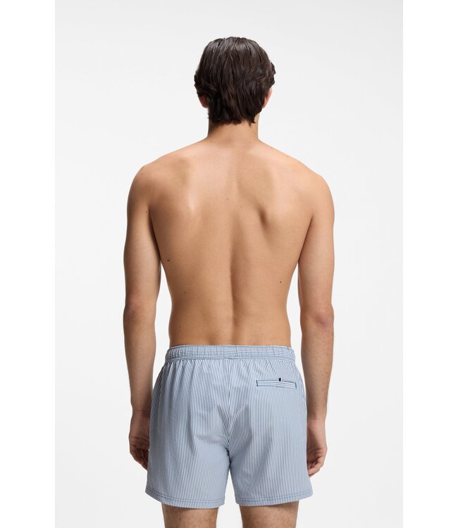 BOSS Short de bain en seersucker avec logo brodé