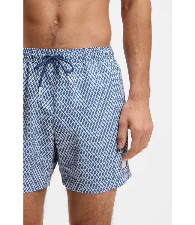 BOSS Micro-Print Swim Shorts with Logo Badge