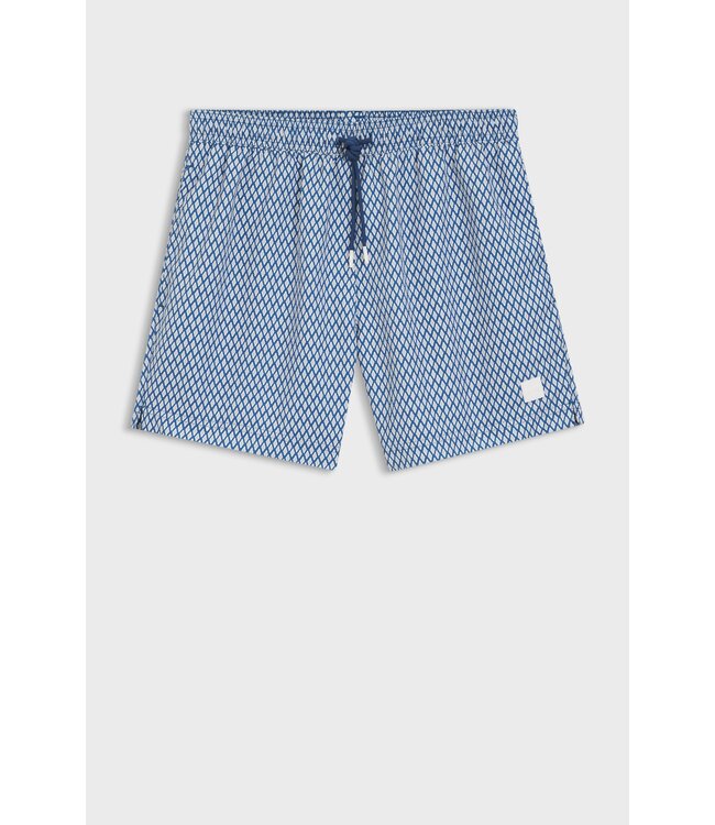 BOSS Micro-Print Swim Shorts with Logo Badge