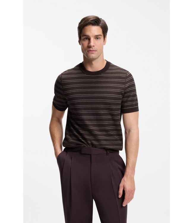 BOSS Cotton Blend Sweater with Horizontal Stripes