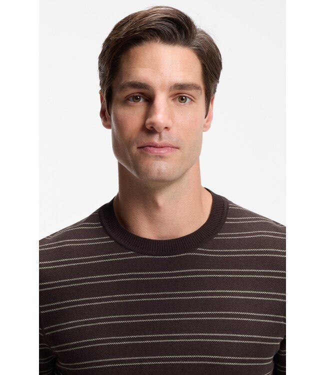 BOSS Cotton Blend Sweater with Horizontal Stripes