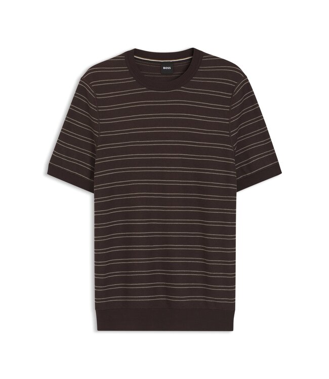 BOSS Cotton Blend Sweater with Horizontal Stripes