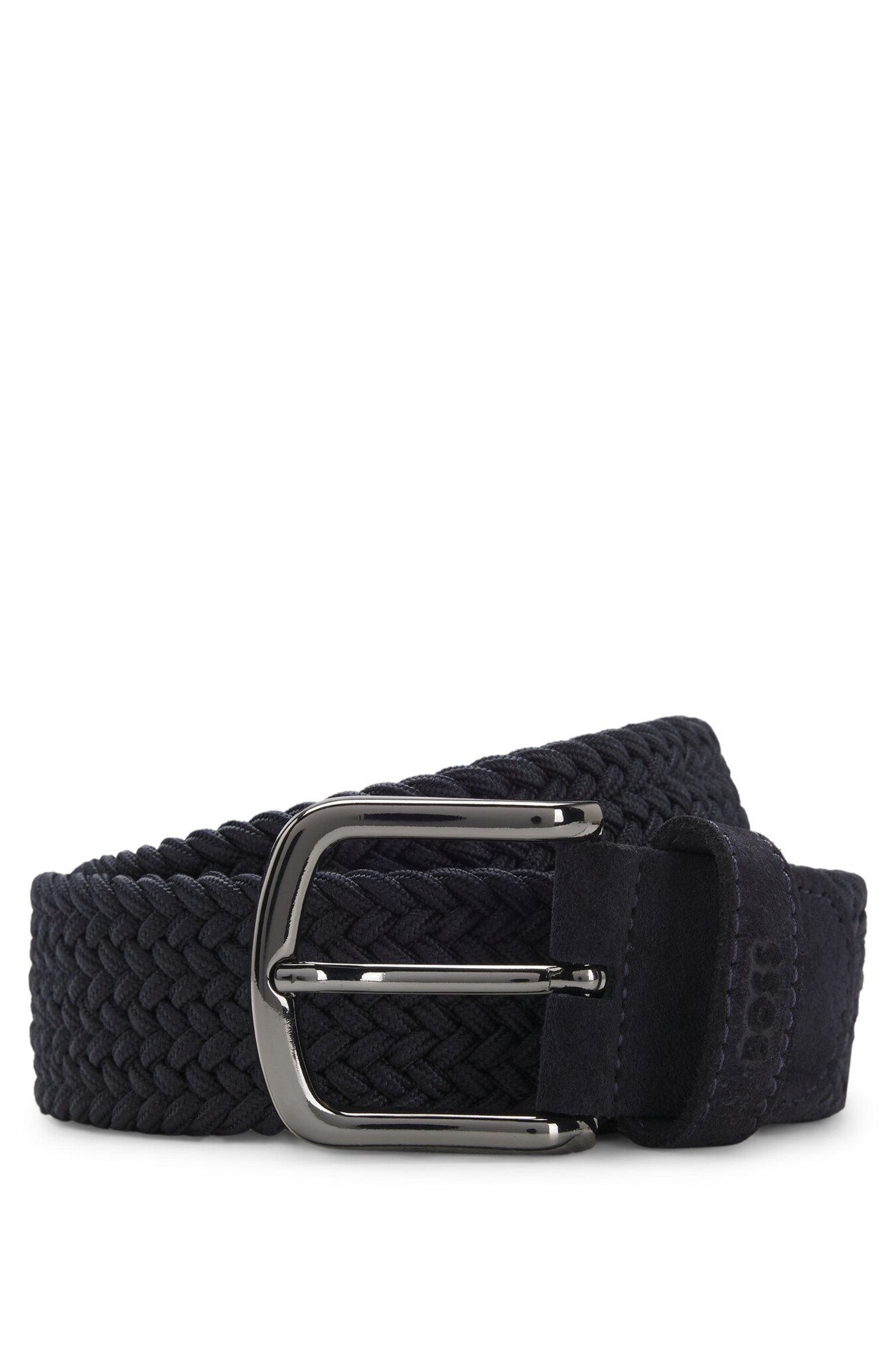 Woven Belt with Leather Trim