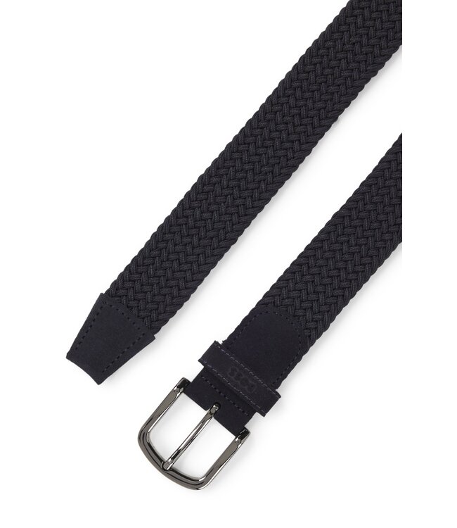 BOSS Woven Belt with Leather Trim