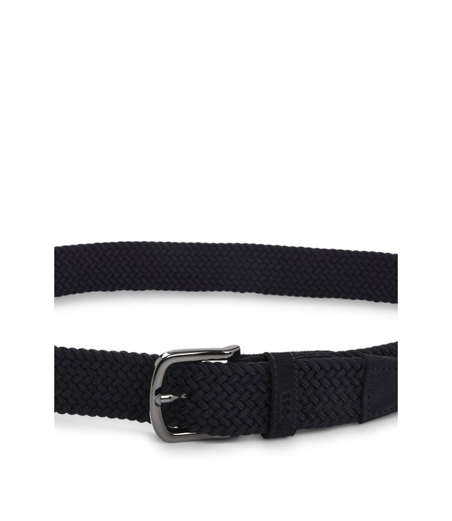 BOSS Woven Belt with Leather Trim