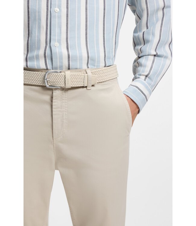 BOSS Woven Belt with Leather Trim