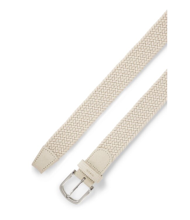 BOSS Woven Belt with Leather Trim