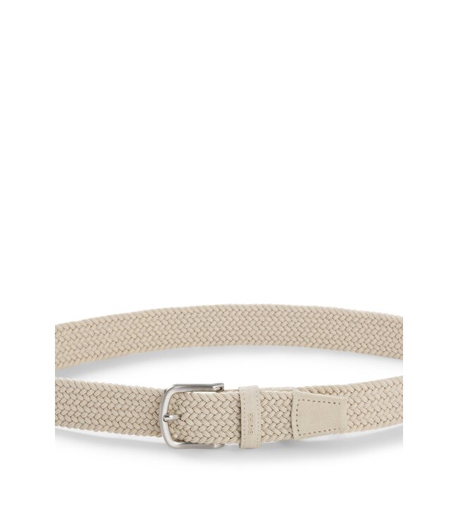 BOSS Woven Belt with Leather Trim