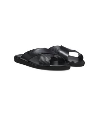 BOSS Faux Leather Mules with Plain and Patterned Straps