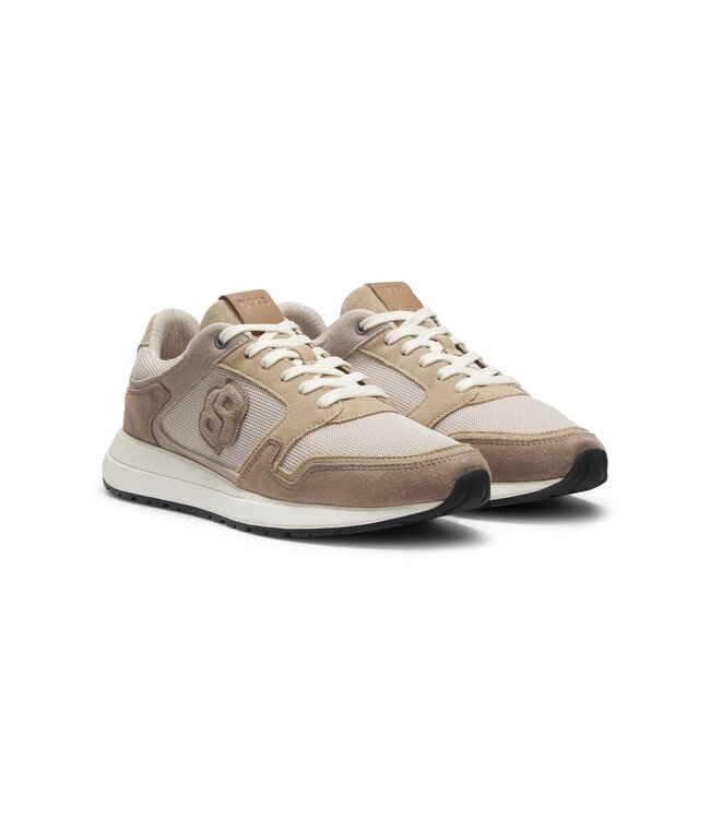 BOSS Suede Leather Sneakers with Double B Monogram