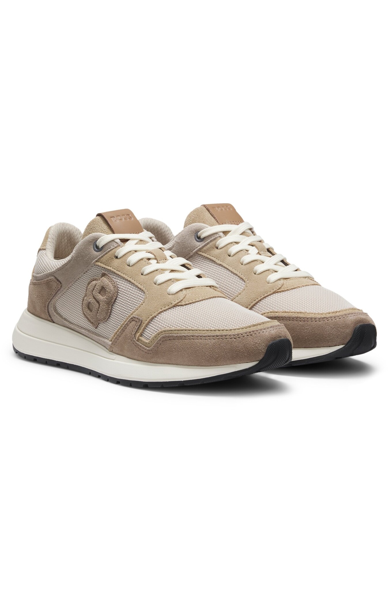 Suede Leather Sneakers with Double B Monogram