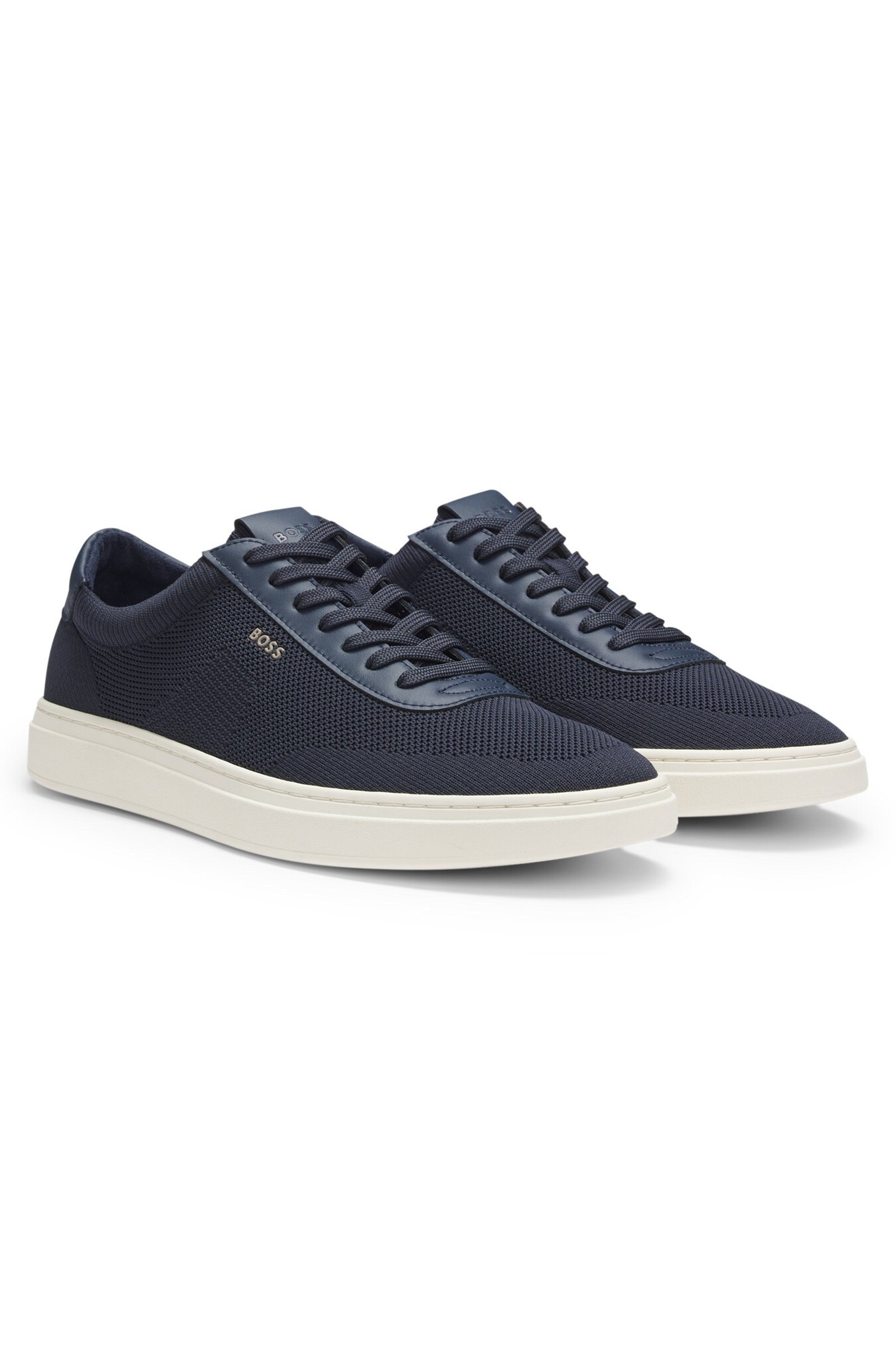 Lace-Up Trainers with Knitted Uppers and Leather Trims