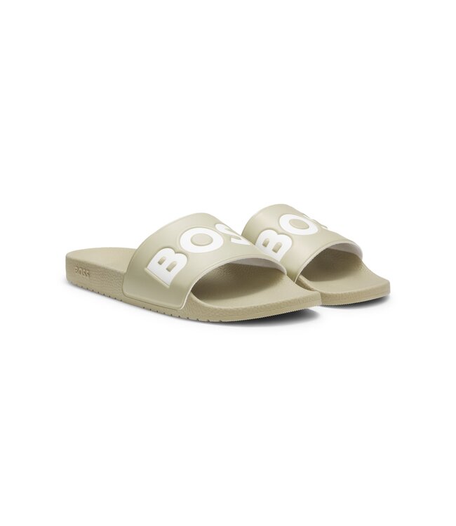 BOSS Italian-Made Slides with Large Logo Detail