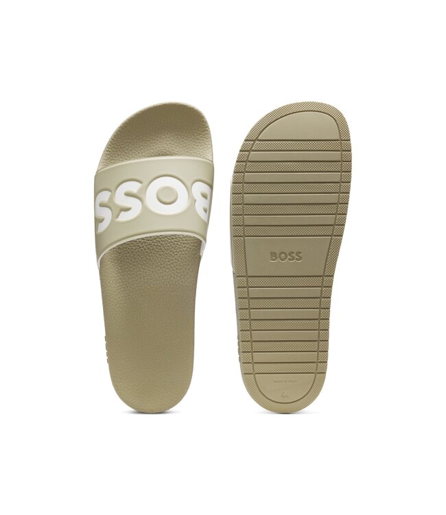 BOSS Italian-Made Slides with Large Logo Detail