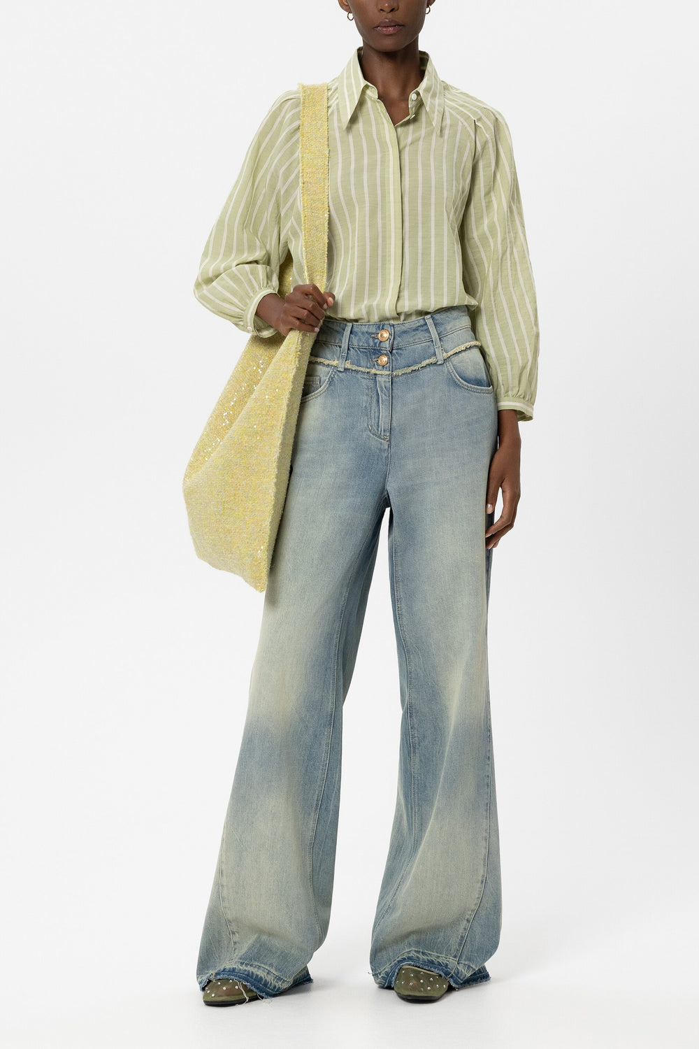 Shirt Blouse with Voile Stripe