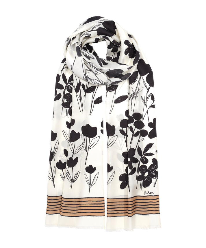 Scribble Floral Silk Oblong