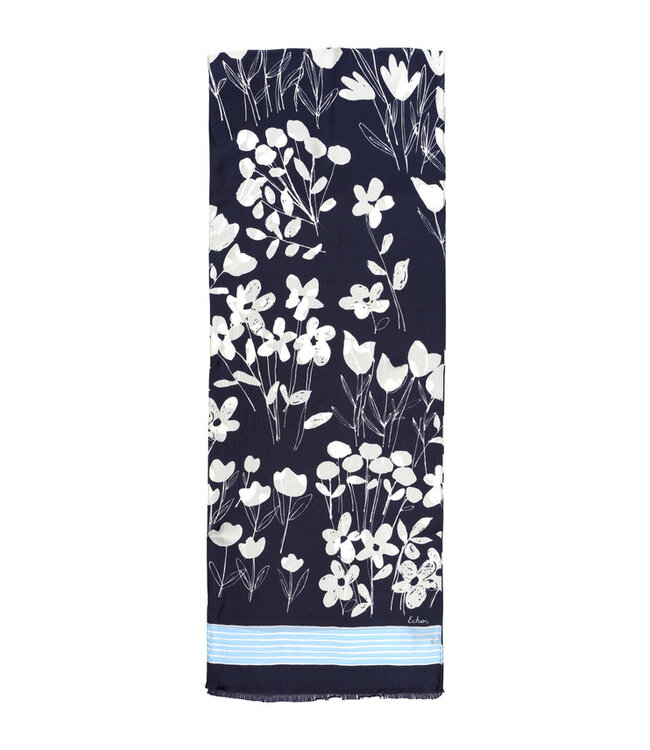 ECHO Soie à motifs floraux griffonnés, forme oblongue