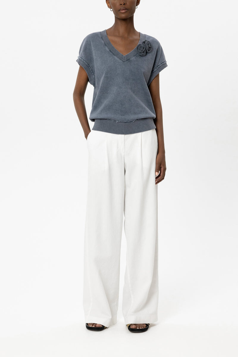 Linen Blend Wide-Leg Chino