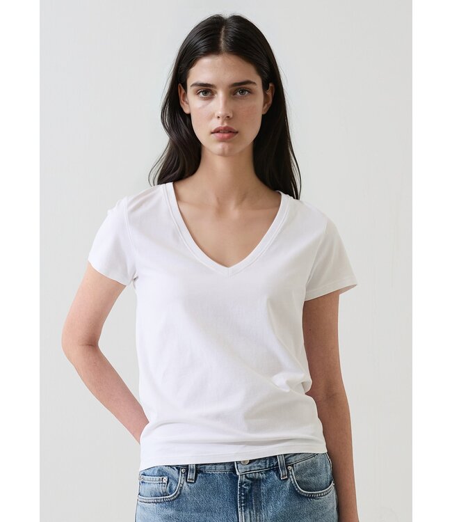 Patrick Assaraf Pima Cotton Stretch Slim V-Neck T-Shirt