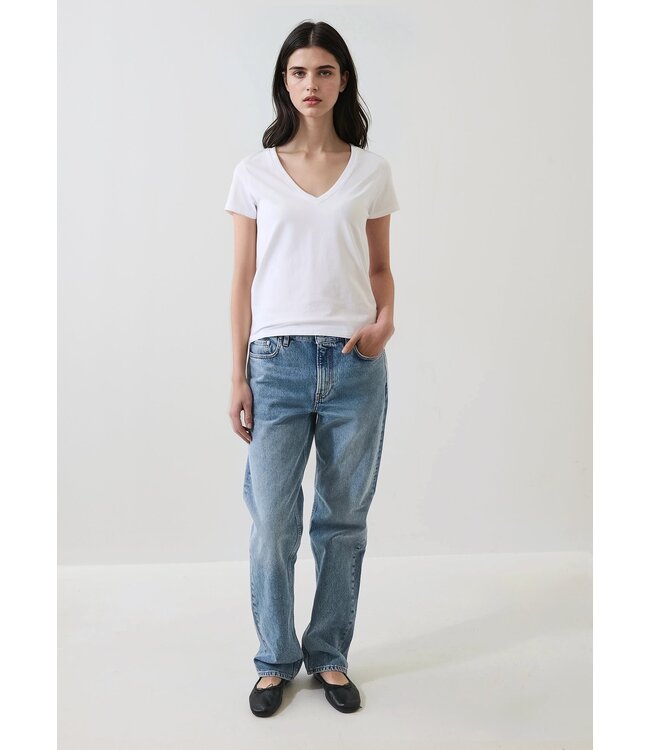 Patrick Assaraf T-shirt slim à col V en coton Pima stretch