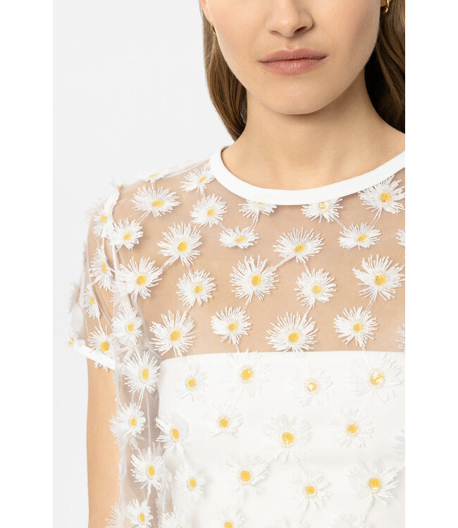 LUISA CERANO Tulle Shirt with Flowers