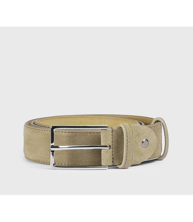 DOUCAL'S Ceinture en suède couleur sable avec boucle carrée