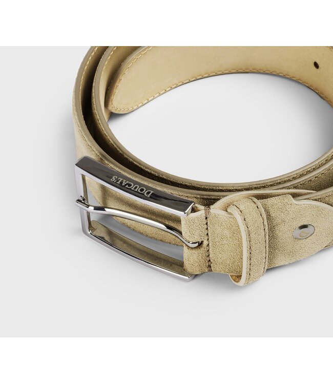 DOUCAL'S Ceinture en suède couleur sable avec boucle carrée