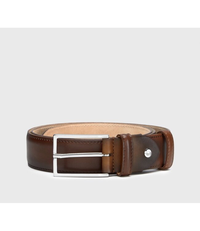 DOUCAL'S Ceinture en cuir marron foncé avec boucle carrée