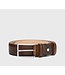DOUCAL'S Dark Brown Leather Belt with Square Buckle