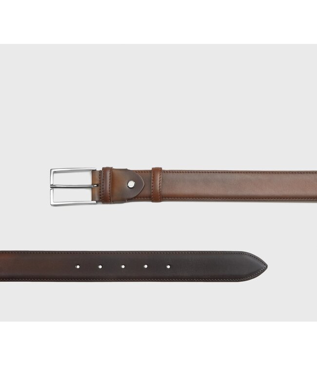 DOUCAL'S Ceinture en cuir marron foncé avec boucle carrée