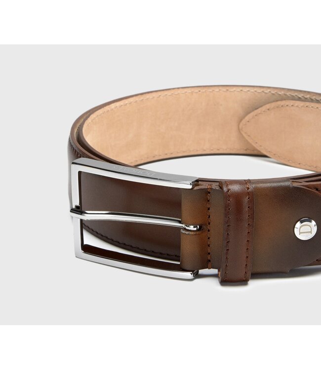 DOUCAL'S Ceinture en cuir marron foncé avec boucle carrée