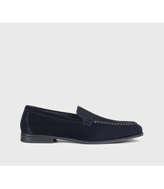 DOUCAL'S Mocassin en suède bleu avec laçage