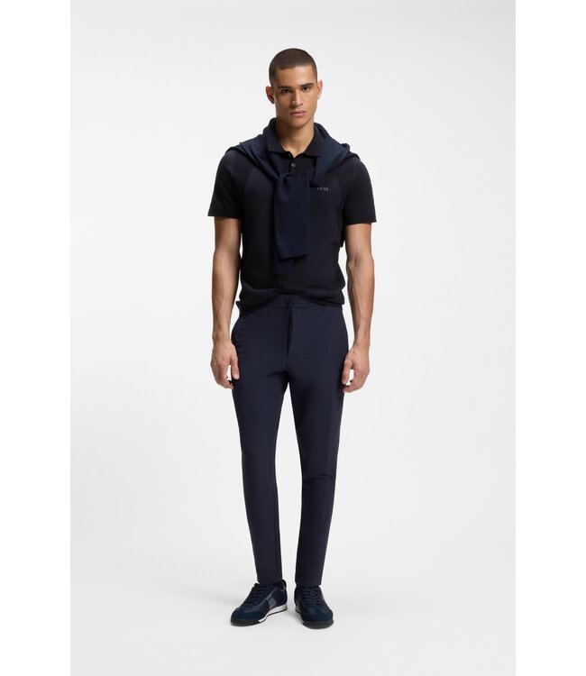 BOSS Cotton-Blend Knit Polo with Bodymapping Structure