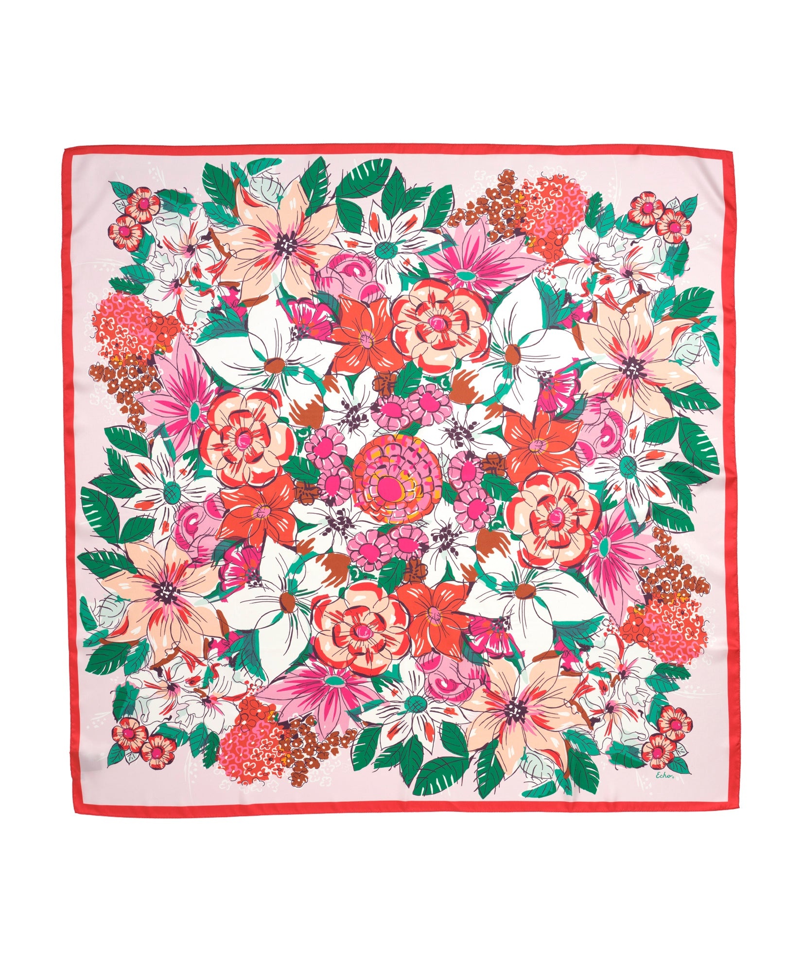 Floral Bouquet 35" Silk Square Scarf