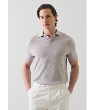 Patrick Assaraf Cotton-Silk Blend Textured Knit Polo