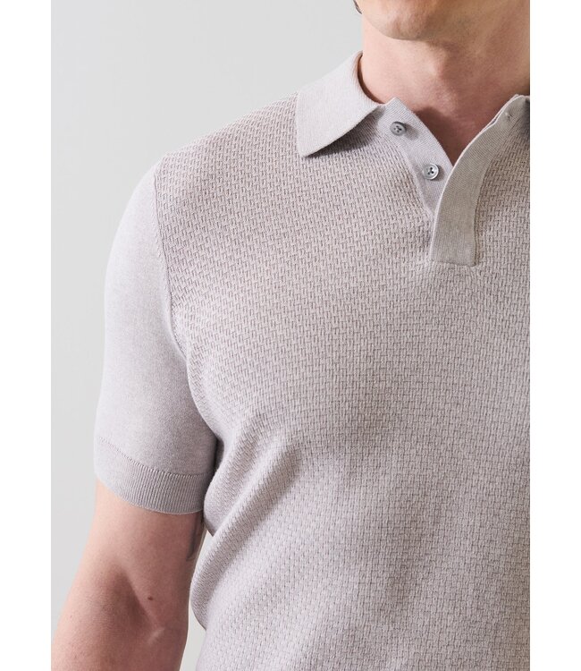 Patrick Assaraf Cotton-Silk Blend Textured Knit Polo