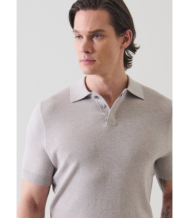 Patrick Assaraf Cotton-Silk Blend Textured Knit Polo