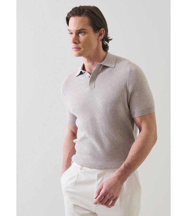 Patrick Assaraf Cotton-Silk Blend Textured Knit Polo